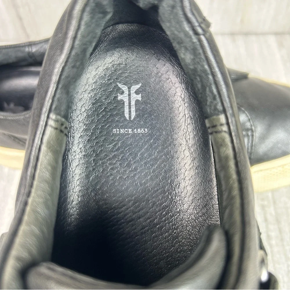 Frye Gia Low Moto Buckle Harness Black Leather Sneaker Shoes Women’s Size 8 - Picture 10 of 11